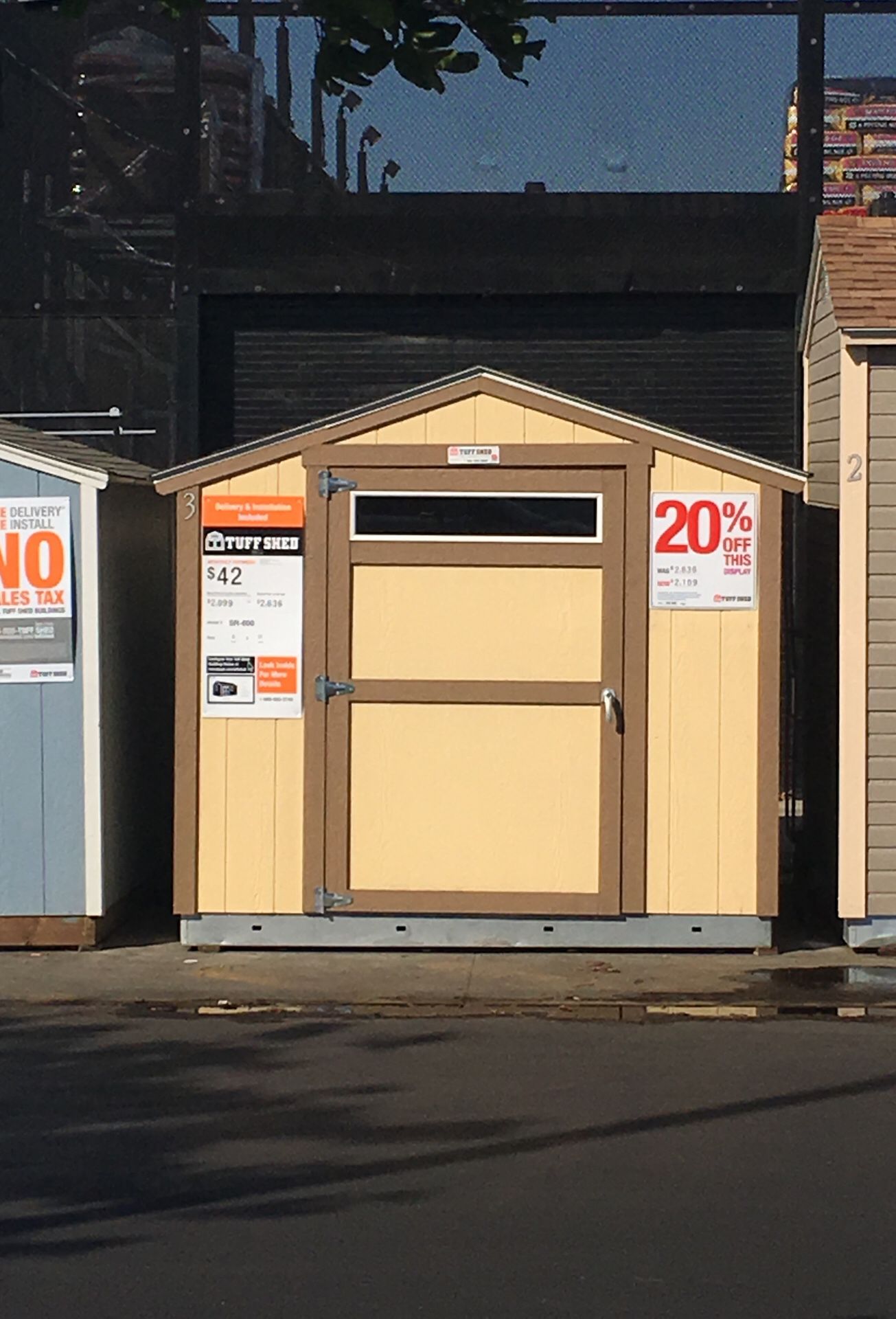 Tuff Shed SR600 8’ x 12’ with upgraded floor and shingles with window and the door invented. Can be seen at the West Hills Home Depot 22855 Victory B