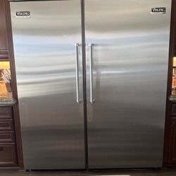 Viking Side By Side Working Refrigerator And Freezer Stainless Steel