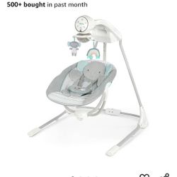 Ingenuity InLighten 5-Speed Baby Swing - Swivel Infant Seat, 5 Point Safety Harness, Nature Sounds, Lights - Van Elephant