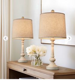 20.25" Retro Farmhouse Table Lamp Sets of 2 for Living Room Bedroom Rustic Bedside Nightstand Lamp Resin