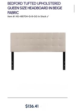 Bedford Tufted Queen Headboard in Beige