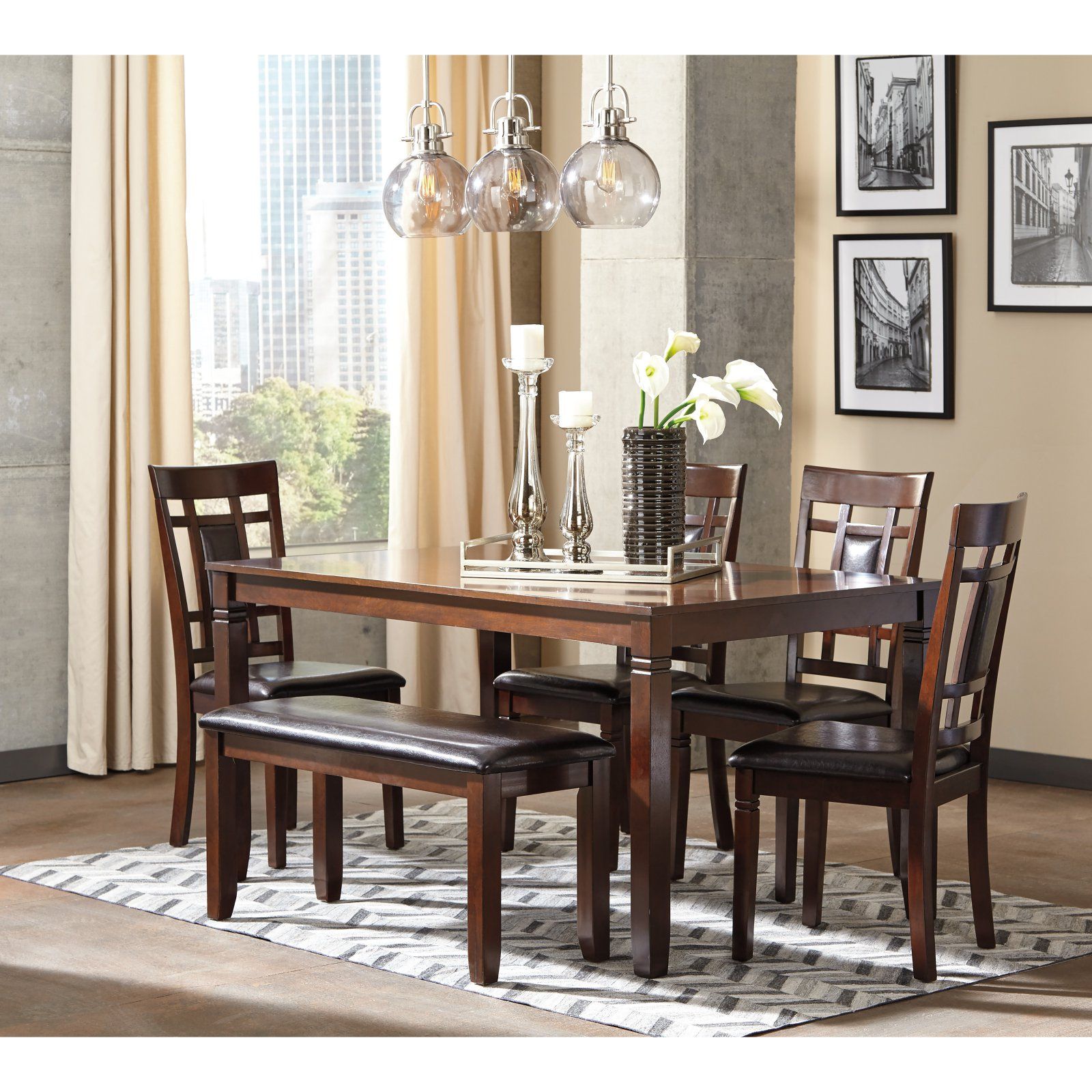 Signature Design by Ashley Bennox 6-Piece Dining Set, One Size, Brown