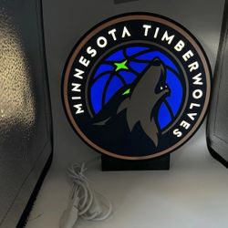 Minnesota Timberwolves NBA Display | 3D Printed Decor | USB Illuminated Sign