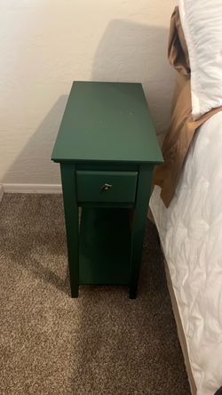 Small green side table with drawer