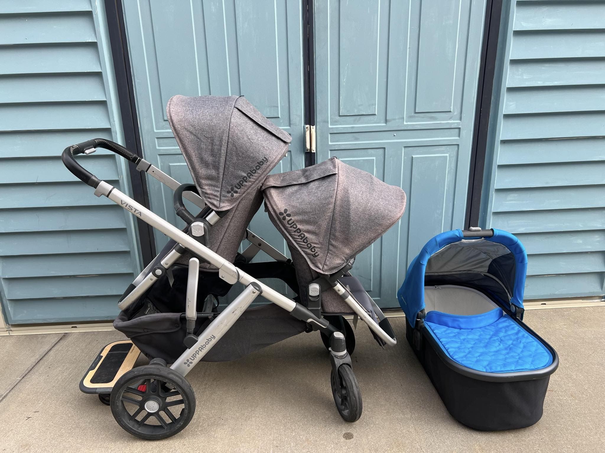 Uppababy Double Stroller With Bassinet , Travel Bag