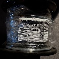 500 ft. 6 Gauge Black Stranded Copper THHN Wire by Cerrowire