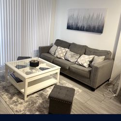 White Wood IKEA Table With Drawer And Compartment Comes With Glass 