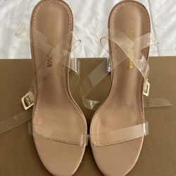 Fashion Nova, Clear Strap Heels - Women Size 6.5