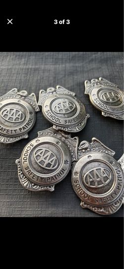 Vintage 1960s Metal Pin Pinback AAA School Safety Patrol  2 3/4" Tall. Pricing is for 1 badge- over 50 available