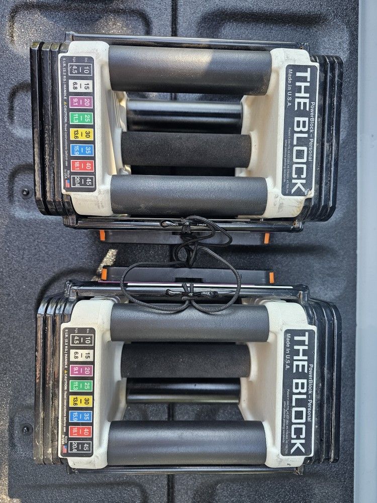 TWO PowerBlock Personal Adjustable Weight Dumbbells