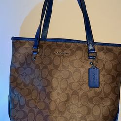 Blue Leather Trim Vintage Coach Purse