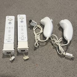 2x Nintendo OEM Wii Remote Controller With Motion Plus Adapter Nunchuck