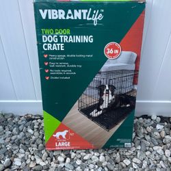 Vibrant Life 36” Two-Door Dog Training Crate (Large)