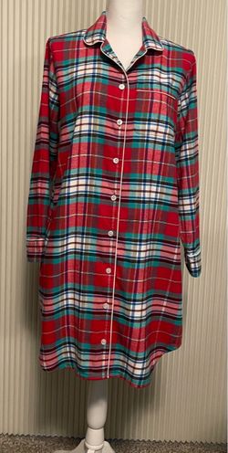 Flannel Plaid Button-Down Sleep Shirt