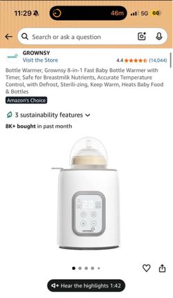 GROWNNSY 8-in-1 Fast Baby Bottle Warmer