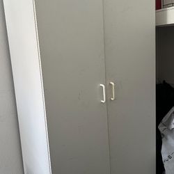 70” Tall White Storage Cabinet 