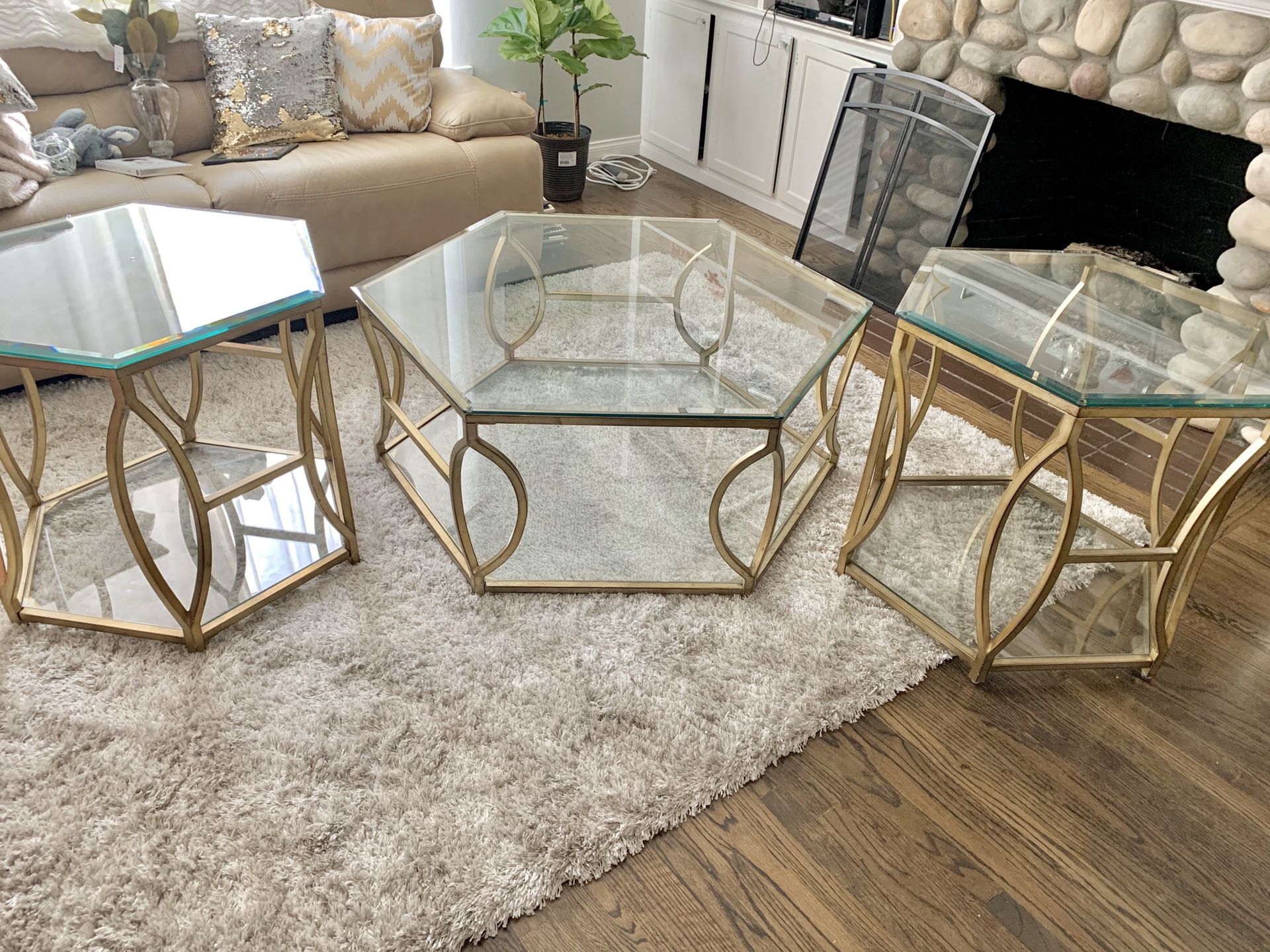 Z Gallerie coffee table and 2 side tables