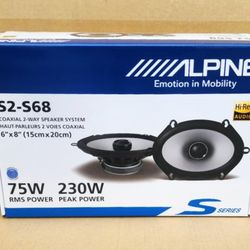 Alpine S Series Car Speakers 6"x8" 2-Way Coaxial Speaker System 230 Watts S2-S68 🚨 Payment Options Available 🚨 No Credit Needed 🚨 