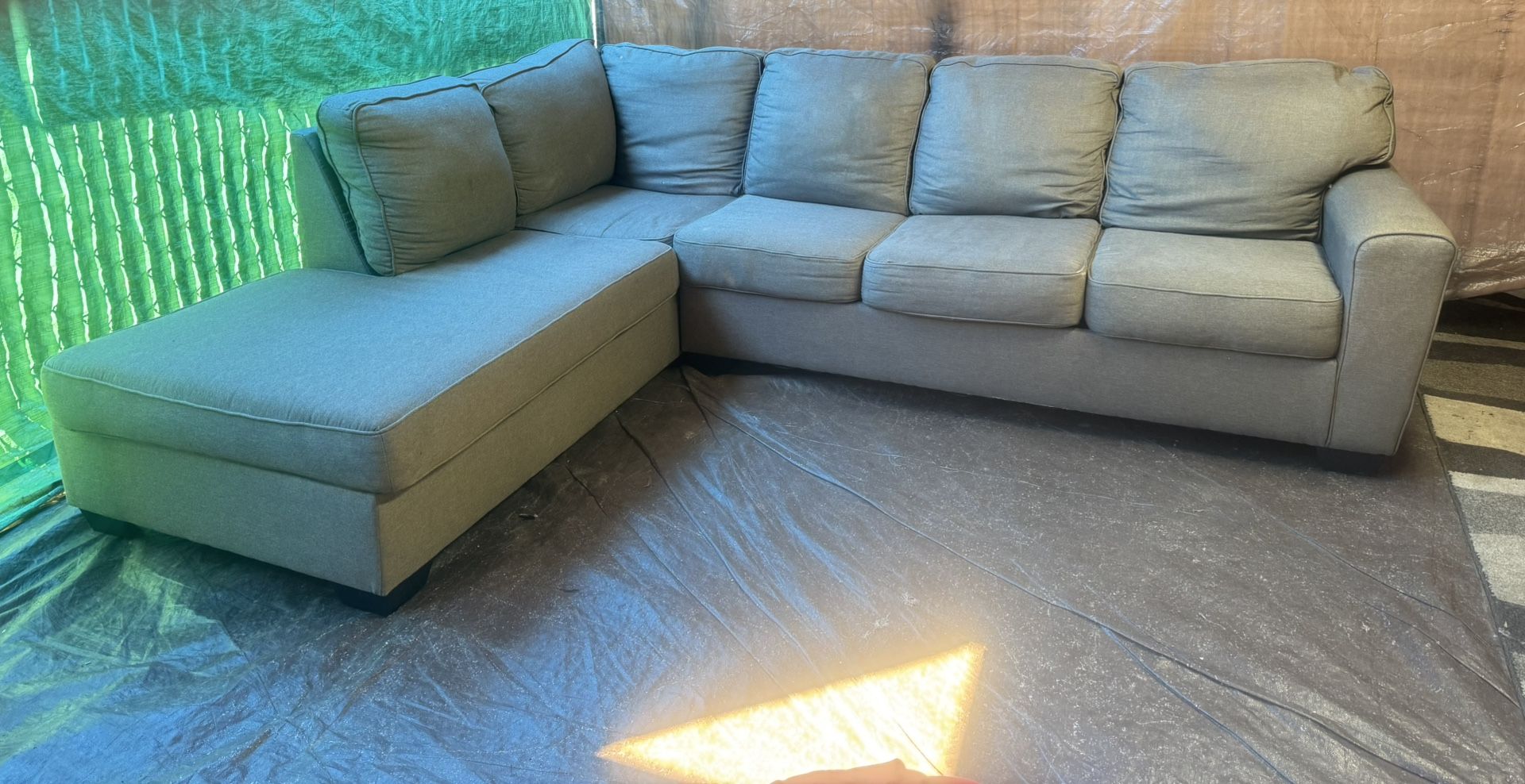Brown color couch, no stains no rips . We sell all the time delivery extra 40 local.