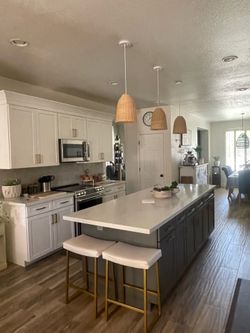Farmhouse rattan kitchen island lighting, 3