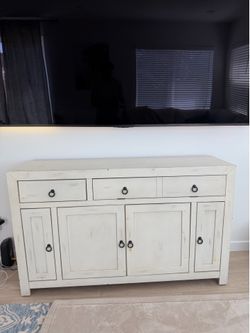 60” Distressed White Media Console / TV Stand