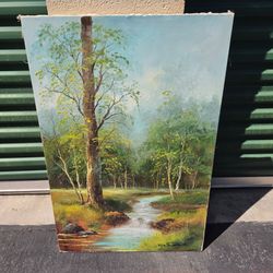 Oil Painting Forest Stream Landscape