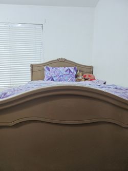 Bed Frame, Nightstand, And Dresser With Mirror