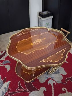 Vintage Italian Marquetry Inlay Bar Cart