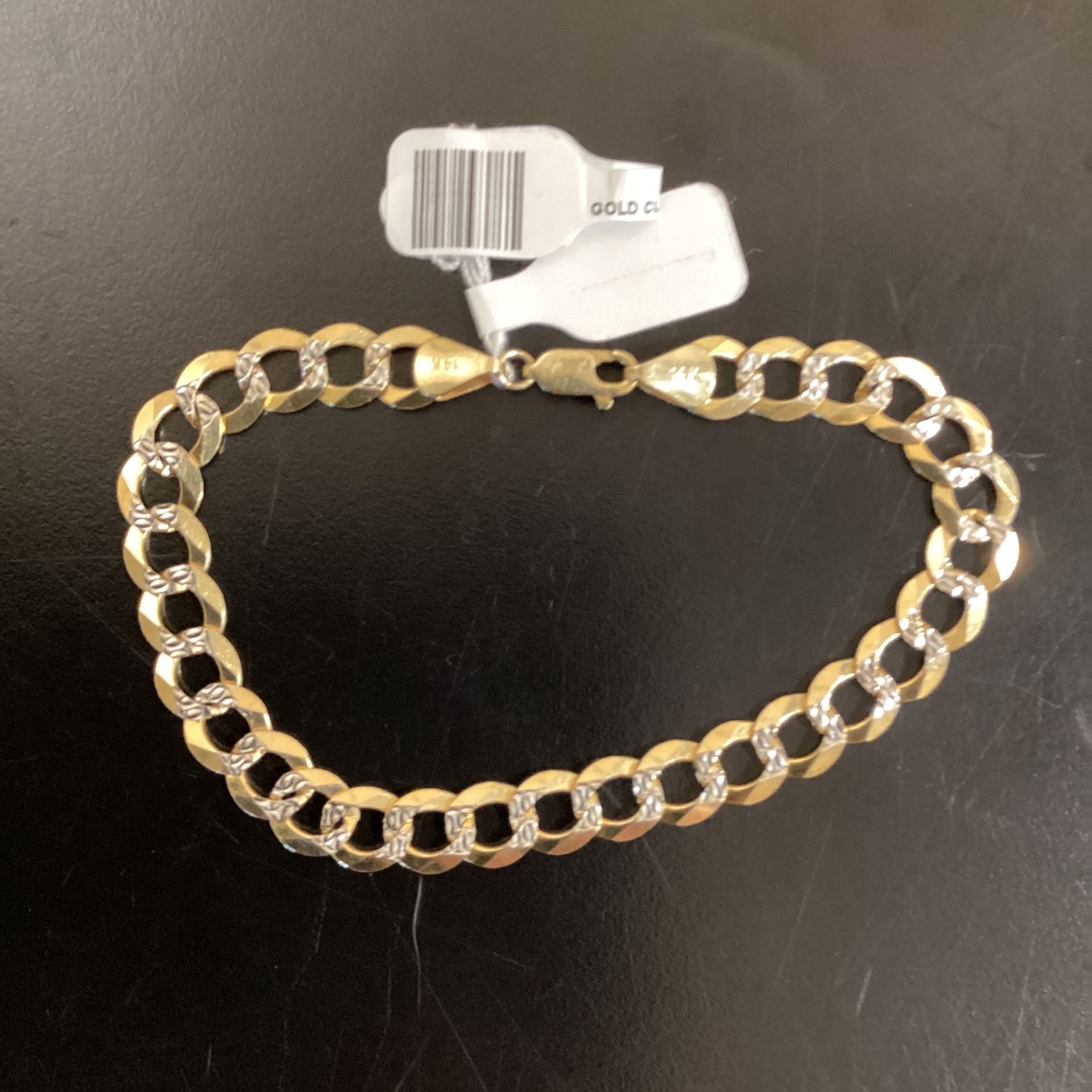 14k Diamond Cut Curb Bracelet 13.2grams 8.5 Inches 8.5mm