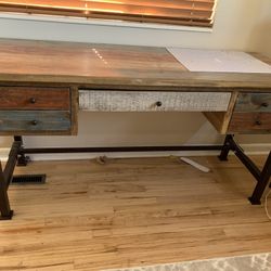 Vintage-Charm Writing Desk: Solid Wood, Distressed Finish - $500 OBO