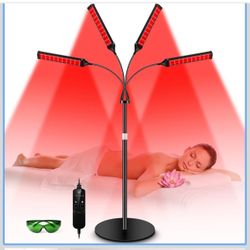 Red Light Therapy Lamp,4 Head Infrared Light Therapy for Body Device with Adjustable Stand-660nm Red Light＆850nm Near Infrared Light Therapy Device fo
