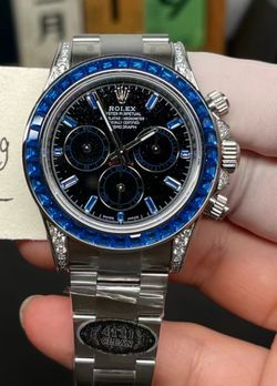 Rolex Daytona Cosmograph Watch Blue Sapphire Diamond Bezel