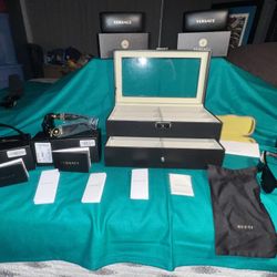 VERSACE. GUCCI. LOT. SUNGLASSES. BOX W/DRAWER. $111.