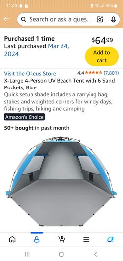 Oileus X-Large 4-Person UV Beach Tent