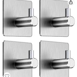 4 Bath Towel Hooks Premium Stainless Steel 