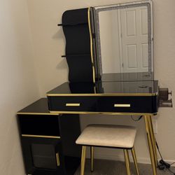Black and Gold Make Up Vanity 
