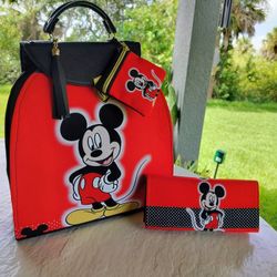 Mickey Mouse Purse Bag/Backpack, Wallet And Coins Purse 