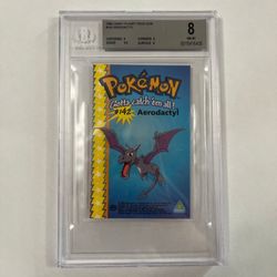 *** POP 1*** 1999 Candy Planet Puzzle card #142 aerodactyl BGS 8 Pokemon