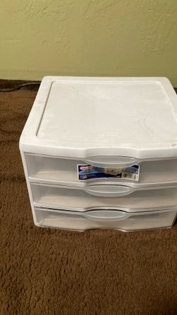 Sterilite 3 Drawer Unit, Countertop Organizer, Clear Storage Solution for Desks, Countertops, and Shelves, White
