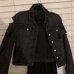 Ripped Black Jean Jacket 
