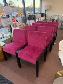 Set of 8 Pink Velvet Dining Chairs