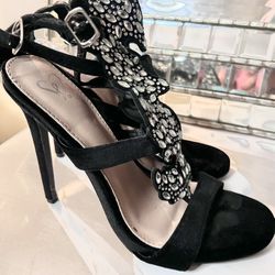 Jewel high hills Black/ Silver