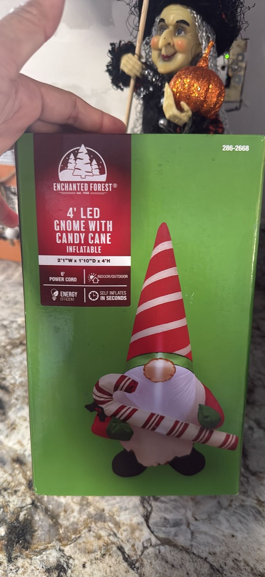 New Enchanted Forest 4'LED Gnome&Candy Cane Inflatable