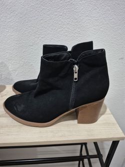 Black Suede Ankle Boots with Block Heel