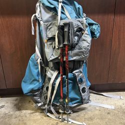 Hiking Backpack With Hiking Sticks Included 