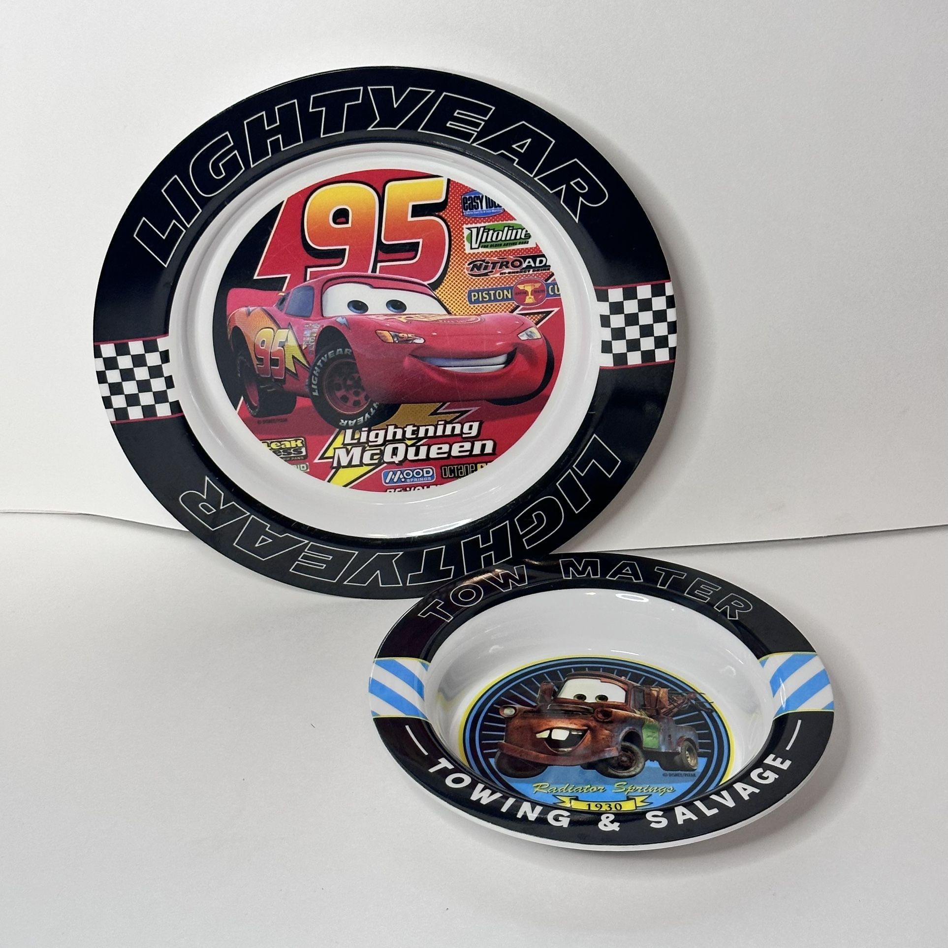 Disney Pixar Cars kids dinnerware set - Lightning McQueen plate & Mater bowl