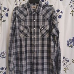Ely Cattleman Pearl Snap Shirt Mens LT Large Tall Man Plaid Western Lightweight