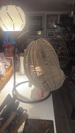 Wicker Hanging Egg Cat Bed with Stand