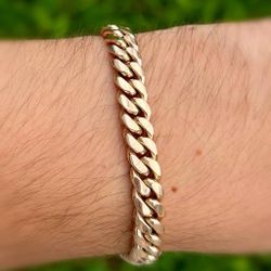 Jewelry 10k solid Yellow rose red Cuban link bracelet 8.00” 41.40grams 8.00mm