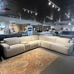 6PC Leather Power Reclining Sectional